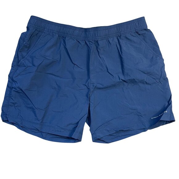 Columbia PFG Nylon Shorts Omni-shade Unisex Kids Size XL‎ Blue Pockets 5" Inseam - Picture 1 of 13